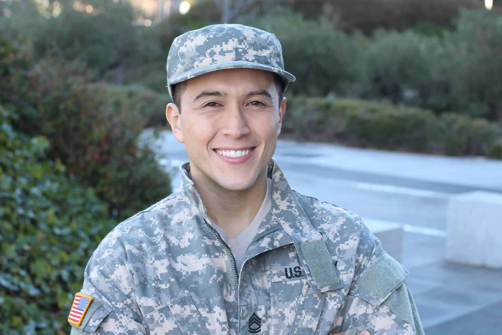 Military veteran smiling