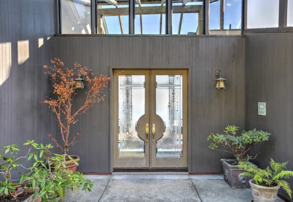 front door with glass windows