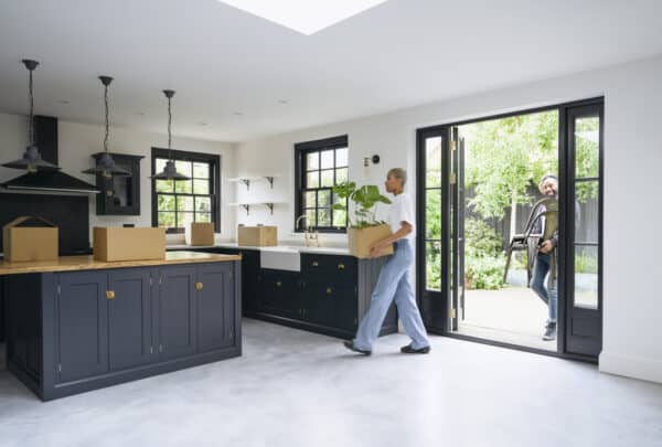 black sliding glass doors