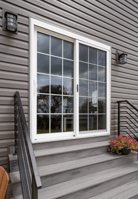 sliding glass door with grilles